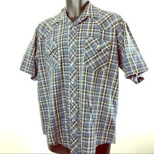 Western Plains pearl snaps cowboy shirt checked M